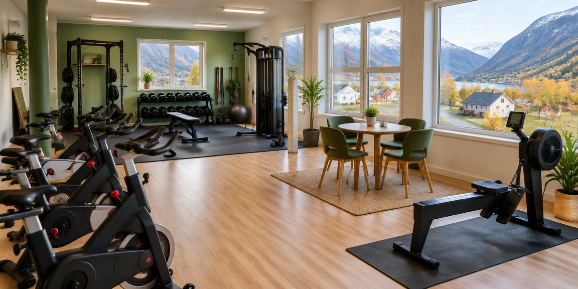 Illustrasjon av eit treningsrom med sosial sitjeplass